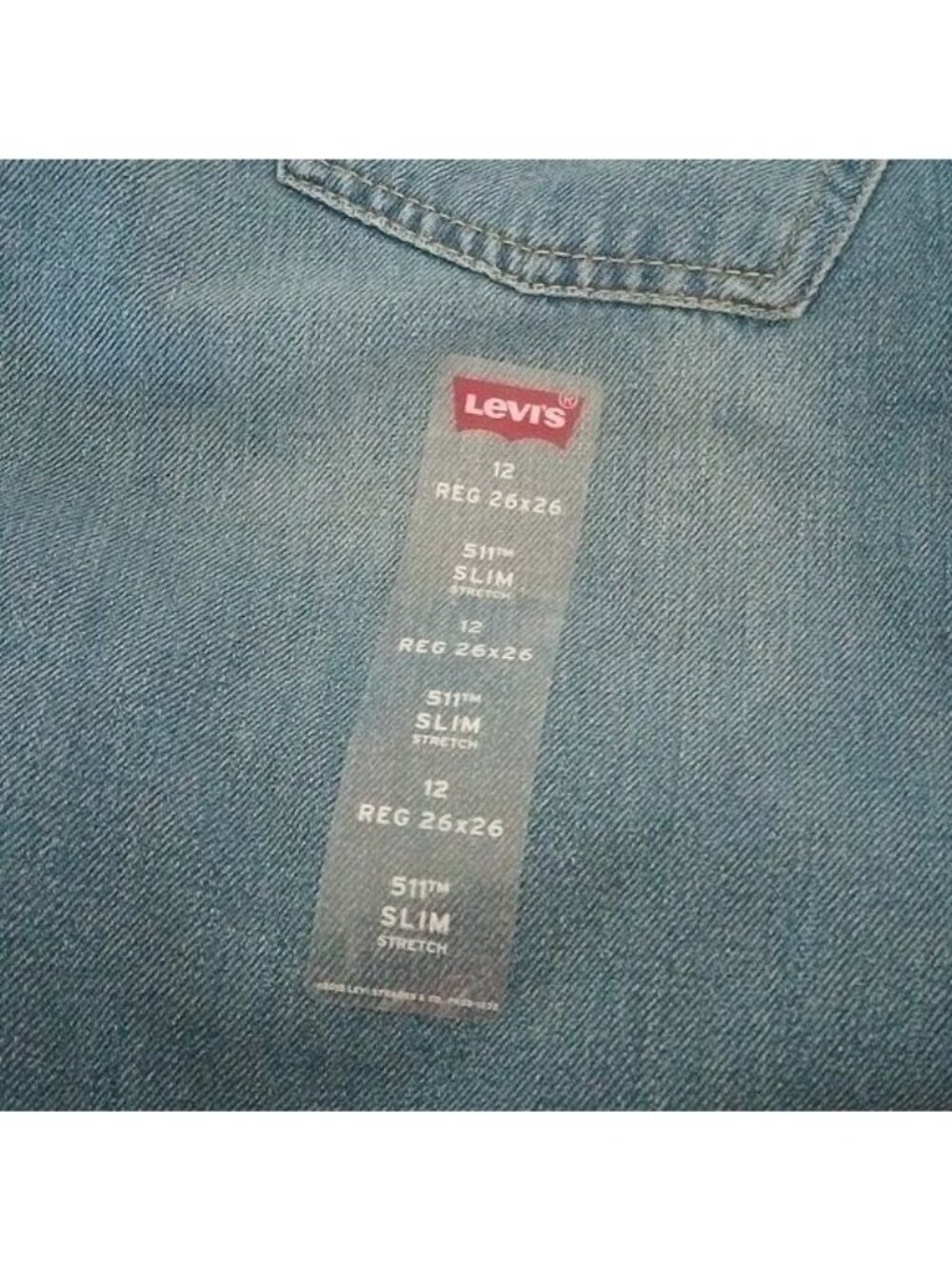 Levi's Big Boys 511 Slim Stretch Denim Blue Jeans, Dallas, size 12 Regular 26x26 - Picture 3 of 7